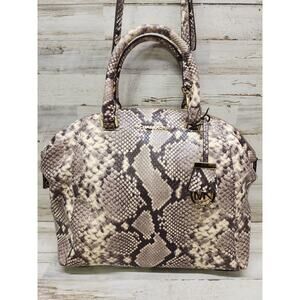 Michael Kors Embossed Leather Snakeskin Python Print Riley Satchel Hand Bag